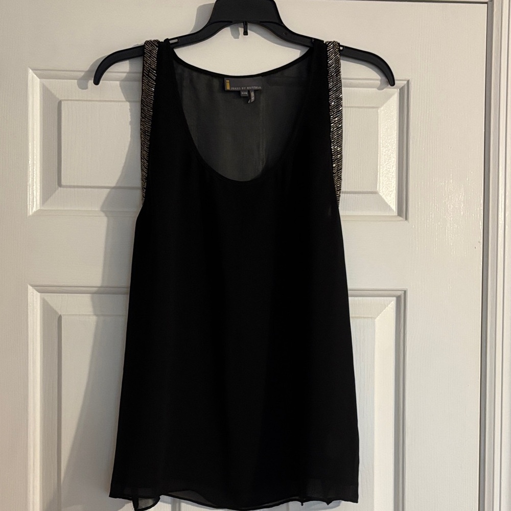 Buffalo Brand - Black Sleeveless Top with Silver Sequin Accents